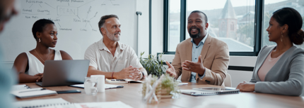 People collaborating and working together in an office