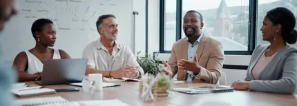 People collaborating and working together in an office