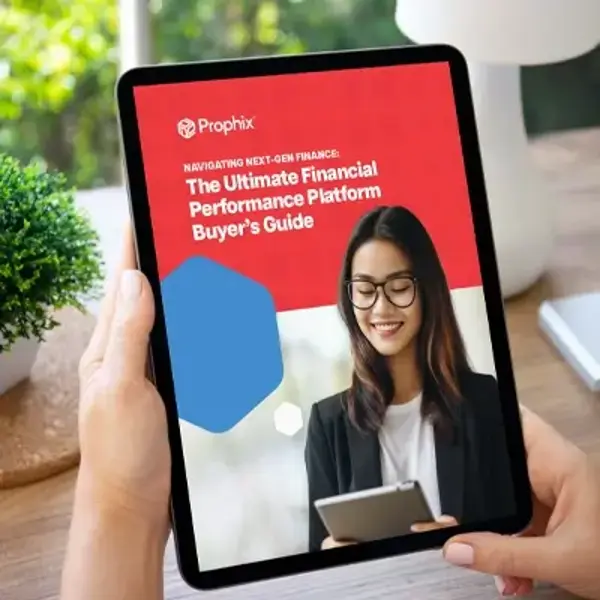 A person holding an iPad displaying an image of a smiling woman wearing glasses