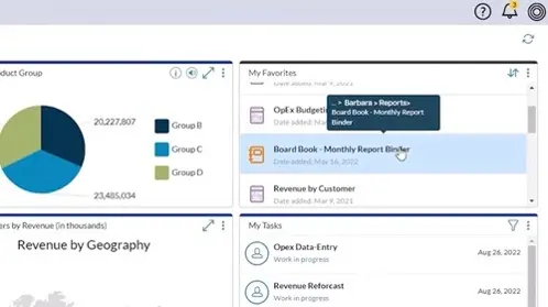 Reporting Board Books FPA Screen Shot