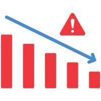 A graph showing an upward trend with a red triangle indicating a significant point.