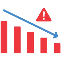 A graph showing an upward trend with a red triangle indicating a significant point.