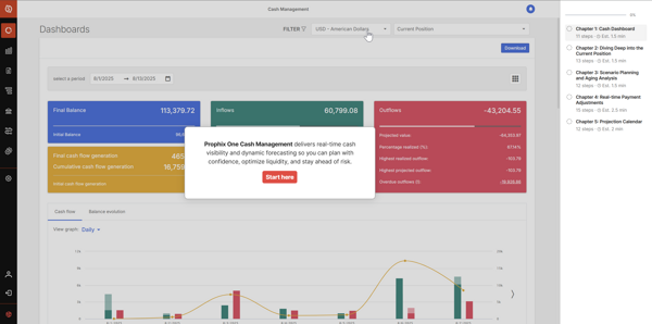 Cash Management Product Tour Screenshot