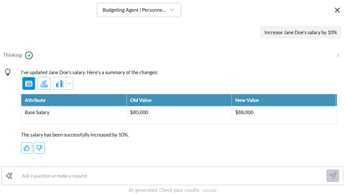 Screenshot of AI increasing an employee's salary