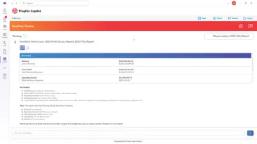 Prophix Copilot MS Teams Reporting Agent