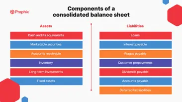 Components of a consolidated balance sheet
