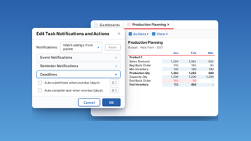 Production task dialog 1