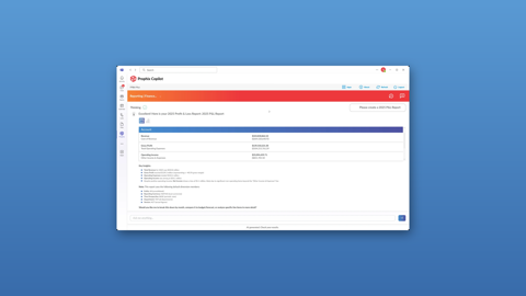 Screenshot of Prophix AI Report