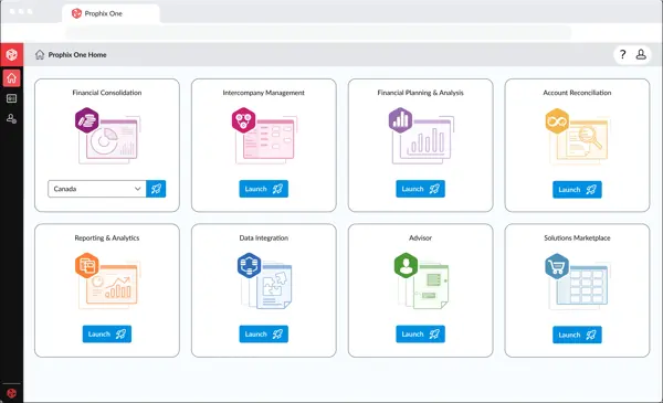 Prophix One Portal Home with New Logos