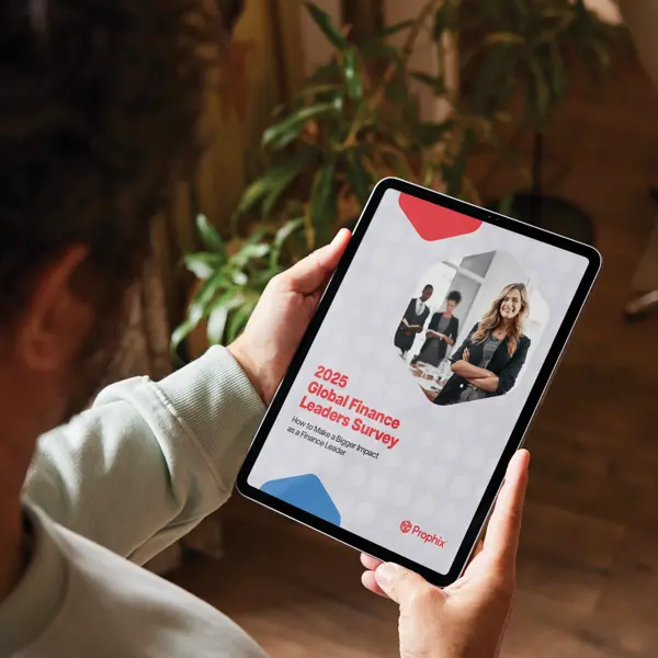 A person holds an iPad showing text alongside an image of professionals