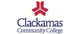 Clackamas Community College in dark blue text and red logo