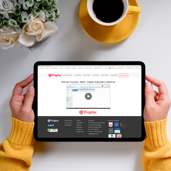 The company's website displayed on a tablet. Stay connected with the company on the go.