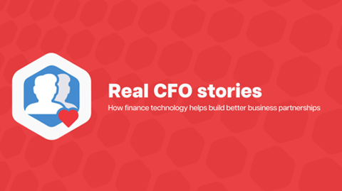White text on a red background displaying 'Real CFO Stories' - Video Cover Image