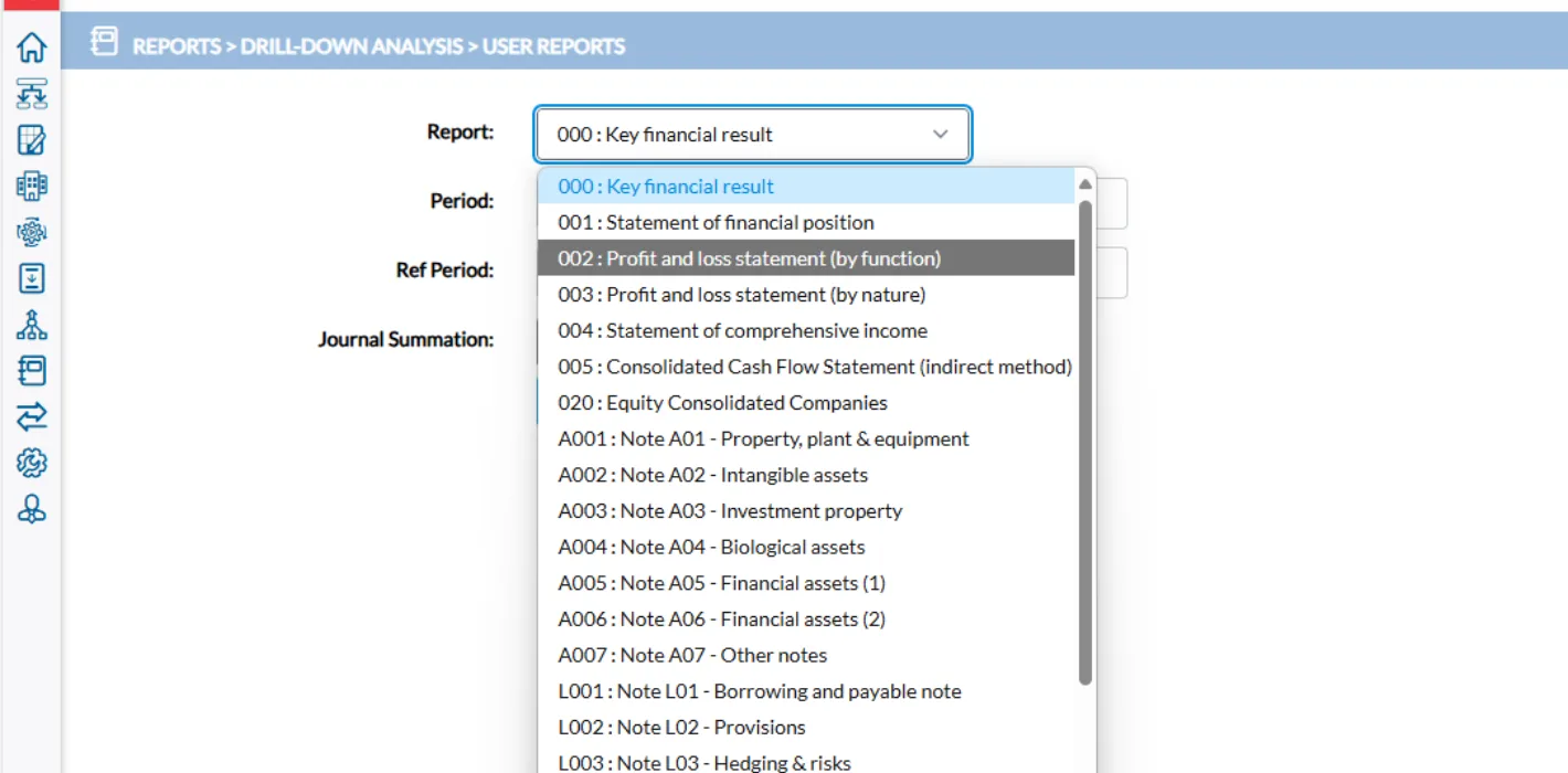 Report Dropdown Screenshot