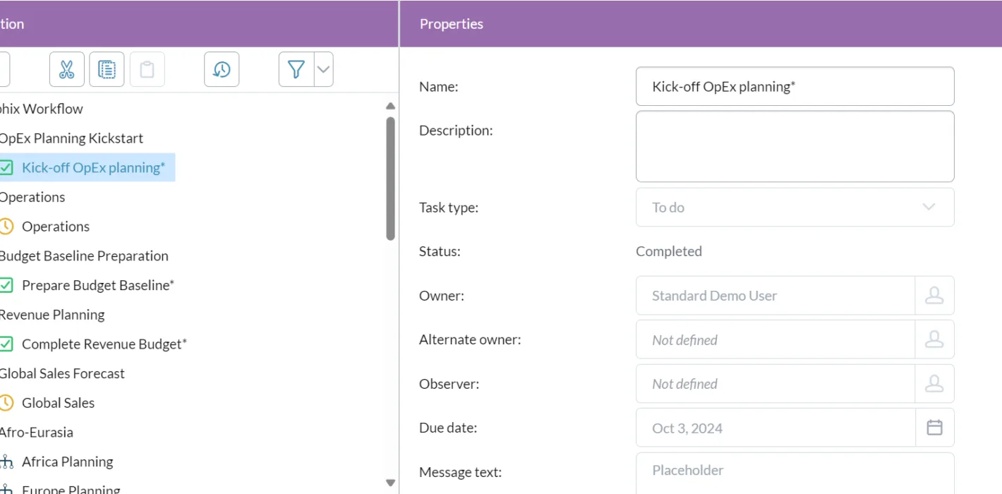 Planning workflow screenshot