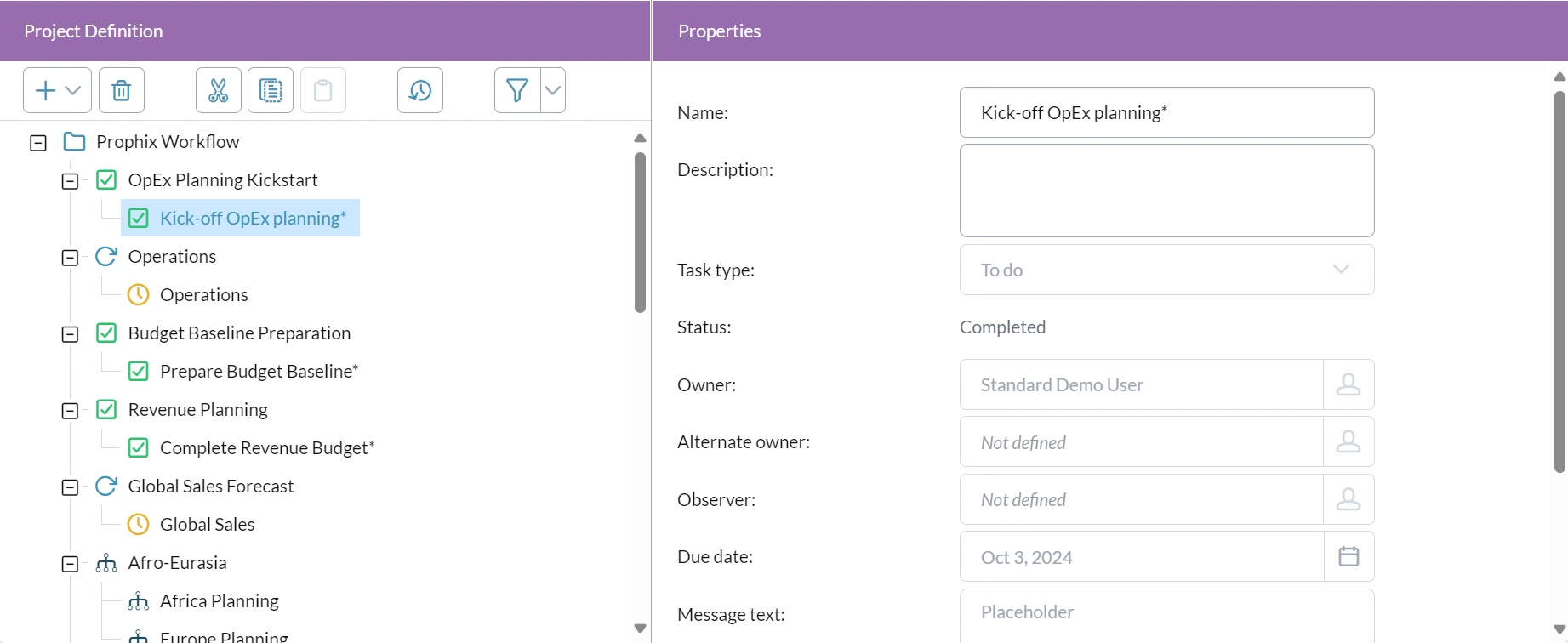Planning workflow screenshot