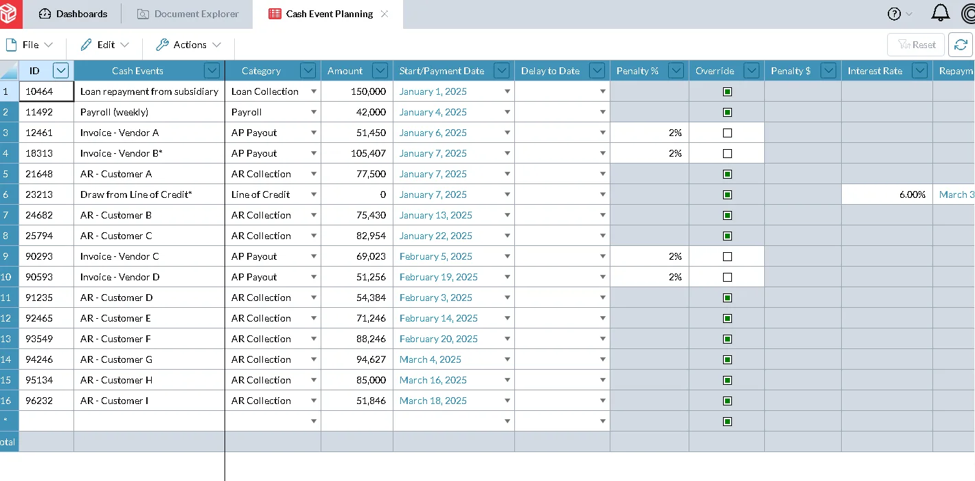 Cash Flow Planning screenshot