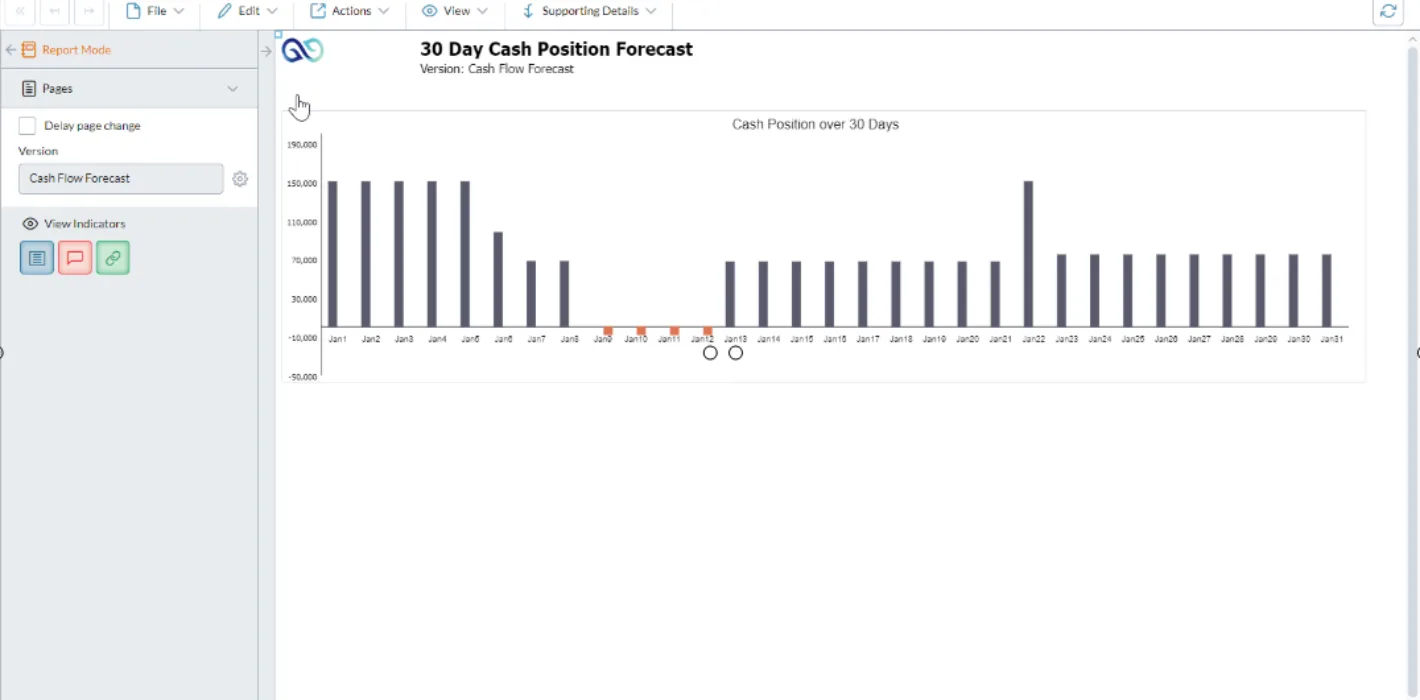 Cash Flow Planning - 30 Day Cash Position Forecast screenshot