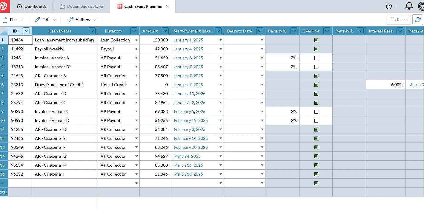 Cash Flow Planning screenshot