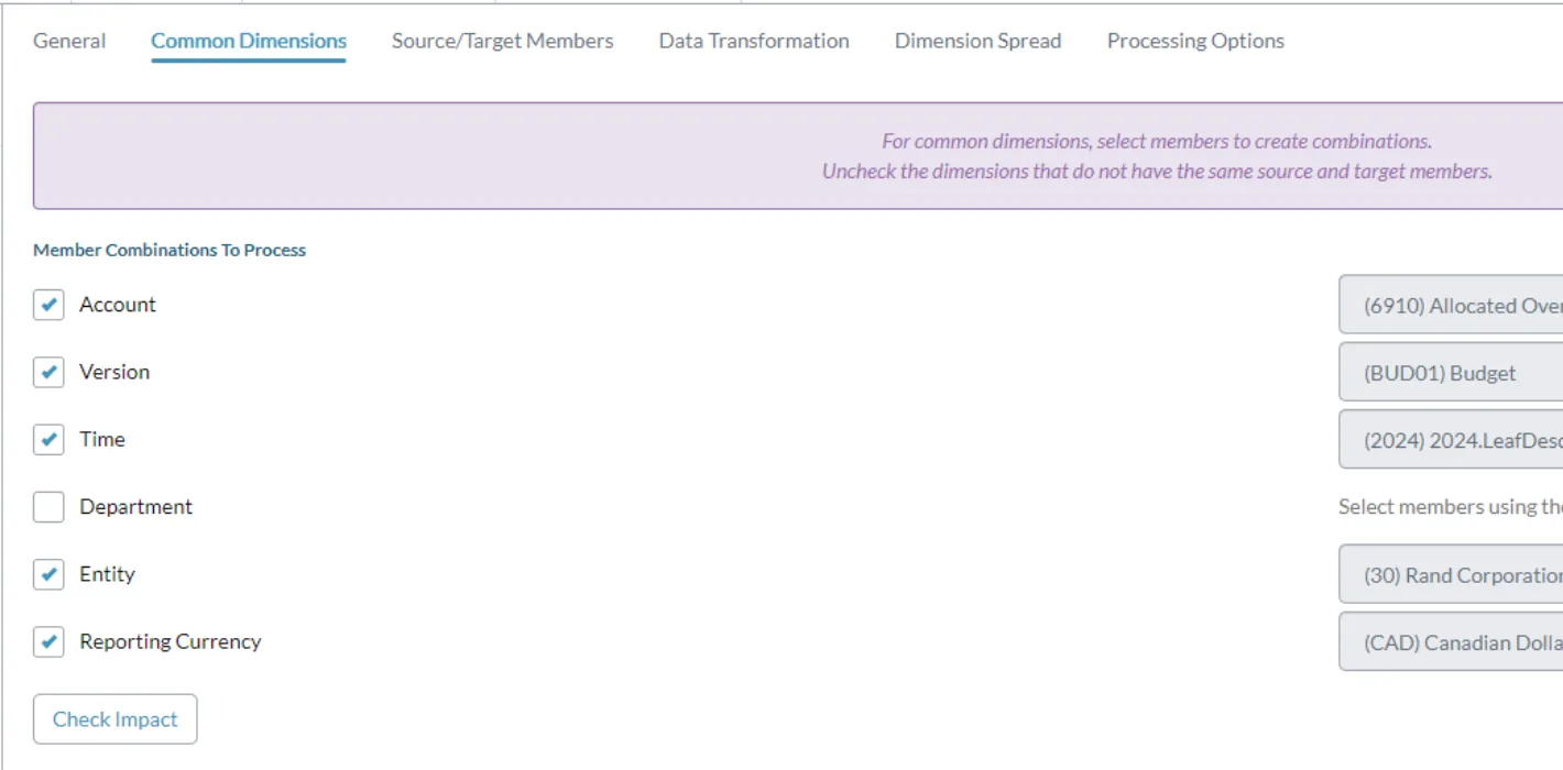Cost Center Allocations Screenshot