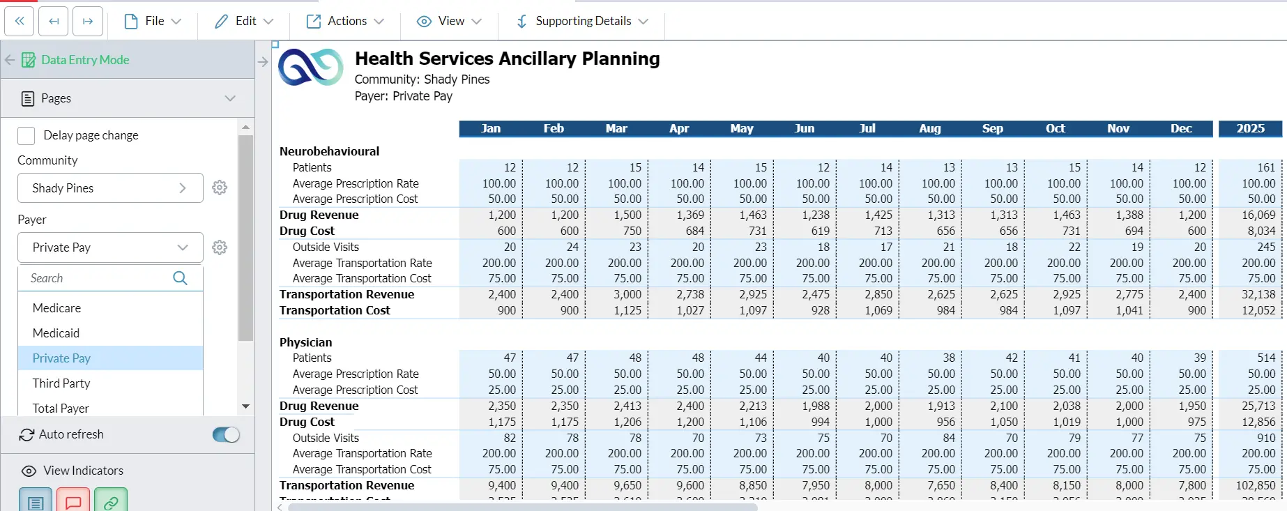 Health Services Ancillary Planning Screenshot 03B