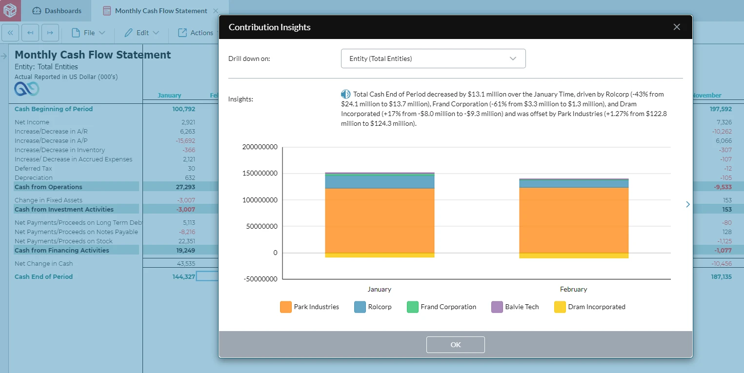 Indirect Cahsflow Statement Screenshot - Data Visualization