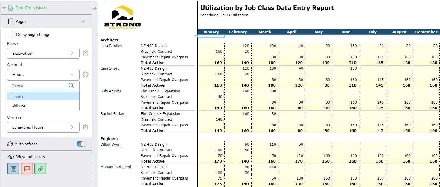 A Project Planning 2 Utilization By Job Cost Data Entry Report Screenshot