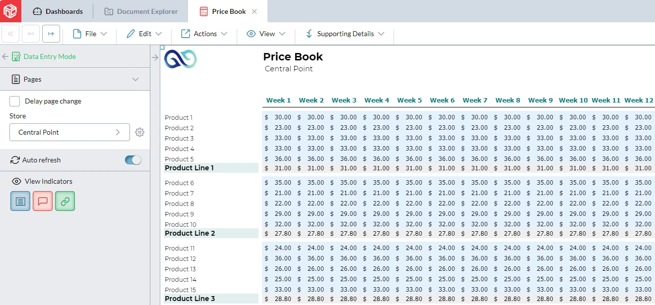 Location Revenue Commission Planning 1 Price Book Screenshot