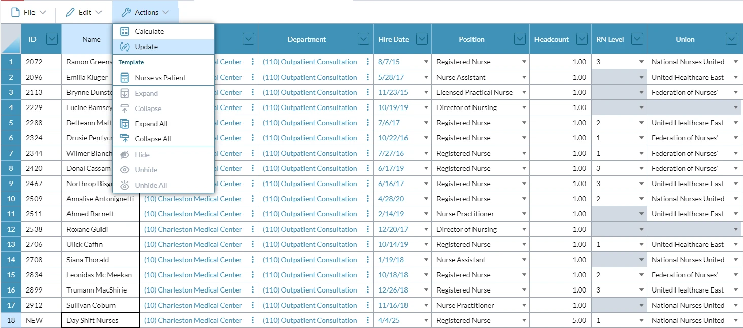 Nurse Staffing 5 Actions Screenshot