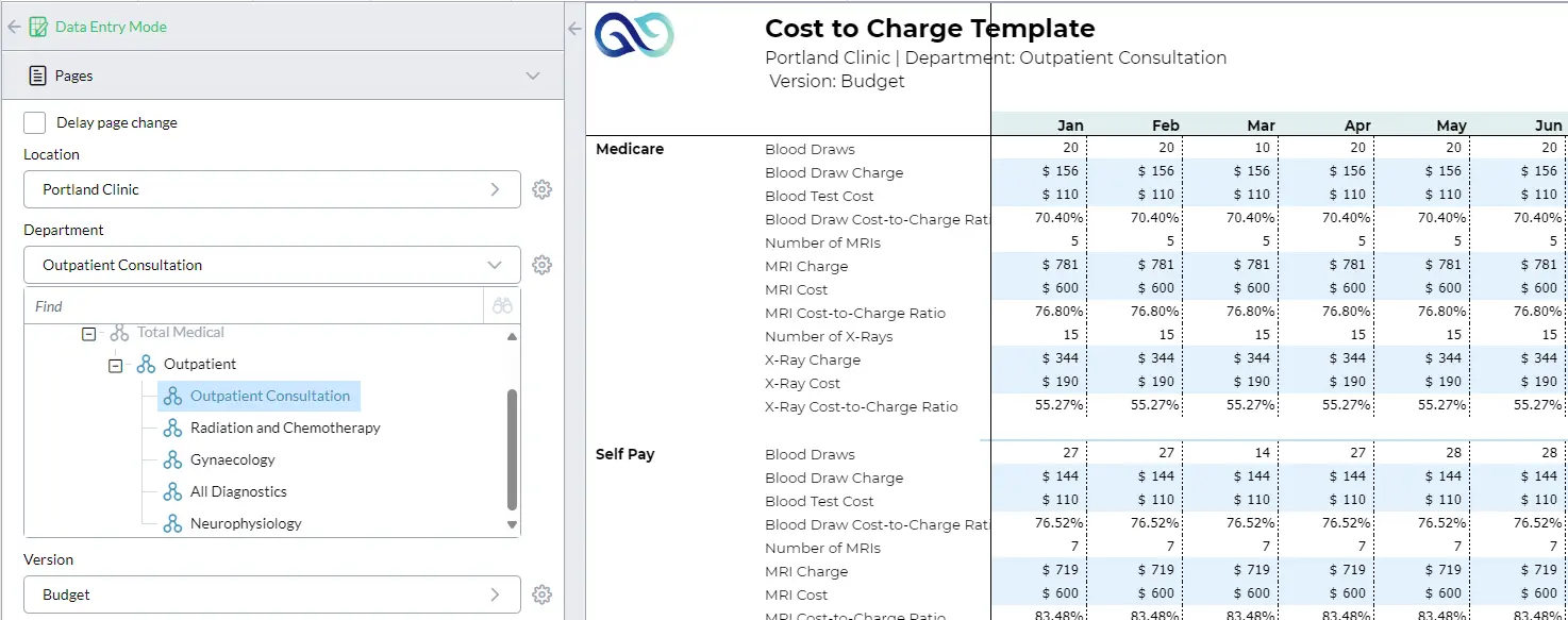 Cost to charge template screenshot