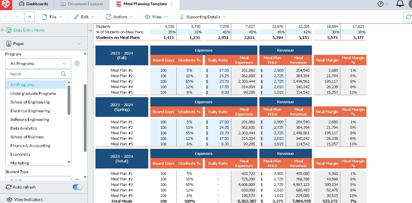 Meal Planning Template Screenshot