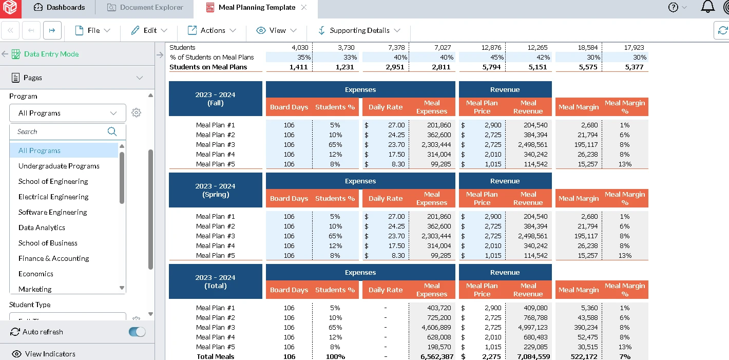 Meal Planning Template Screenshot