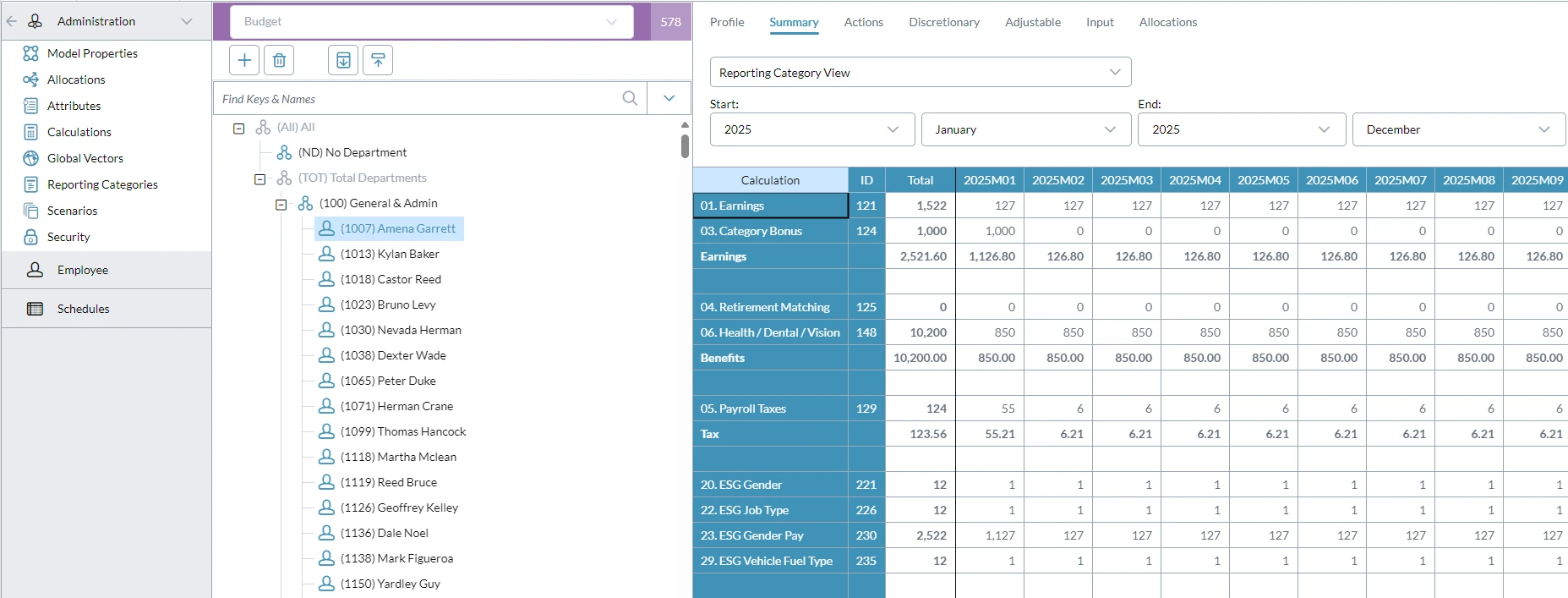 WORKFORCE PLANNING Reporting Category View Screenshot