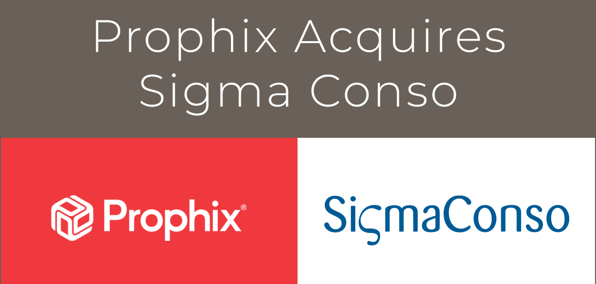 Prophix neemt Sigma Conso over ? De logo's van Prophix en Sigma Conso worden samen getoond.