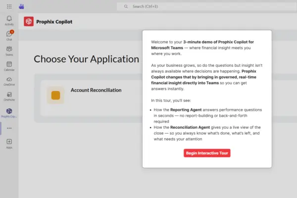 Prophix Copilot for MS Teams Interactive Tour